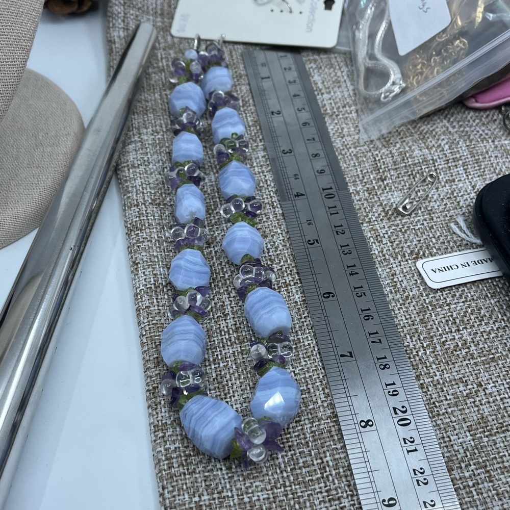 Ross-Simons Gemstone Cluster Necklace – Blue Agate, Amethyst, Peridot, Quartz - Picture 15 of 17
